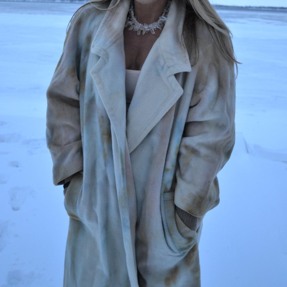 Long CASHMERE  wrap belted trench COAT Large gray blue beige ivory pink XL plus